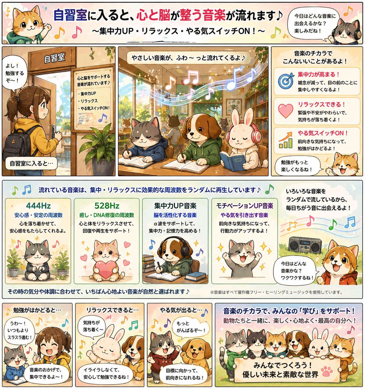 自習室の音楽・集中力アップ・疲労感軽減